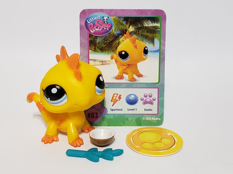 LIKE NEW Littlest Pet Shop G7 Iguana 83 With Card Coin And Accessory Authentic JAN13JTW