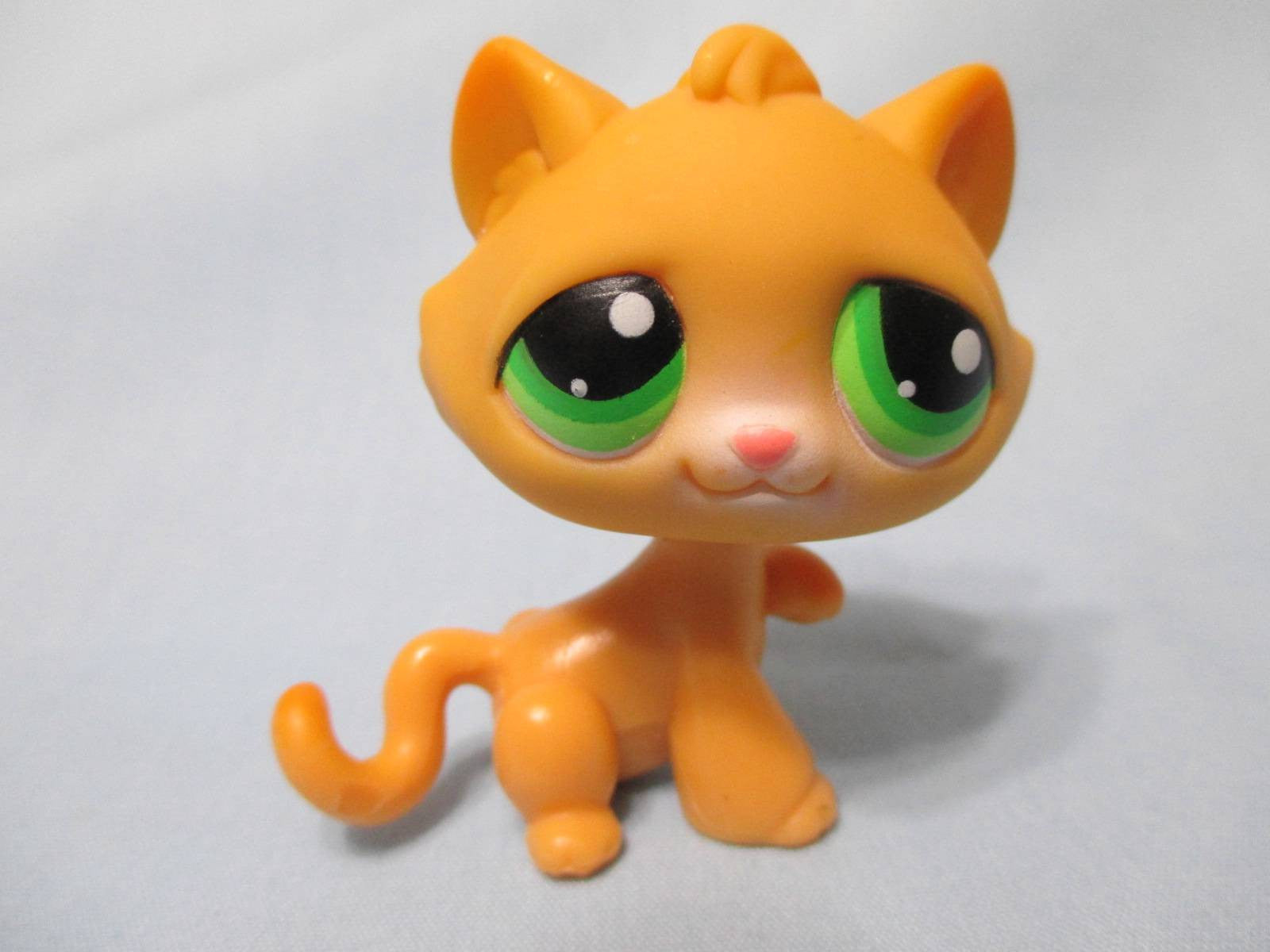 Littlest Pet Shop Cat Tabby Bon Bon Kitty Orange Green Eyes 110 Authentic Lps JA23JPO100