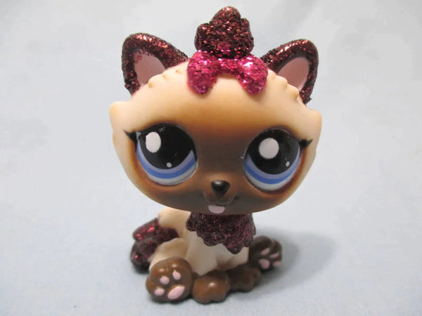 LIKE NEW Littlest Pet Shop 2143 Glitter Cream & Brown Himalayan Cat Kitten Authentic SEE VIDEO Feb2ni