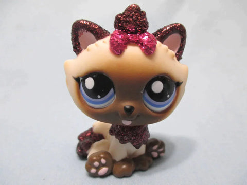 LIKE NEW Littlest Pet Shop 2143 Glitter Cream & Brown Himalayan Cat Kitten Authentic SEE VIDEO Feb2ni