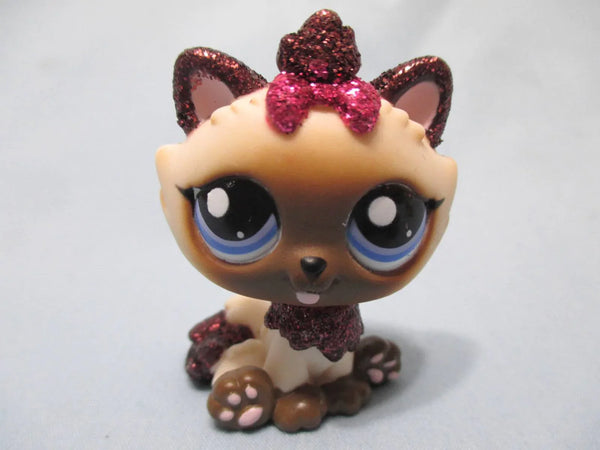 LIKE NEW Littlest Pet Shop 2143 Glitter Cream & Brown Himalayan Cat Kitten Authentic Jan7ni