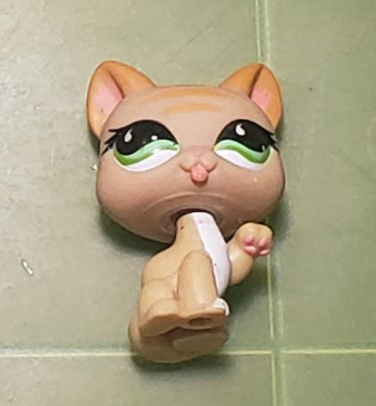 LITTLEST PET SHOP 842 TAN LICKING RAISED PAW KITTY CAT Authentic ...