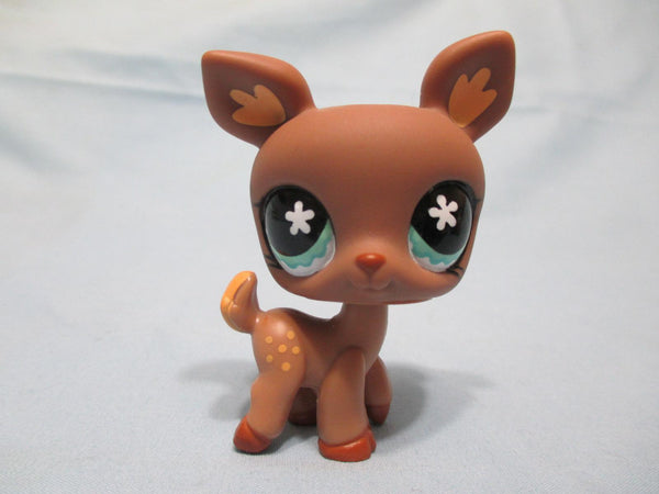LIKE NEW Littlest Pet Shop Deer Fawn Brown Doe Green Flower Eyes 670 Authentic LPS DEC30J