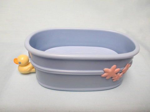 Littlest Pet Shop Blue Bathtub Duck Handle Pink Flowers Accessory Authentic MAY6J