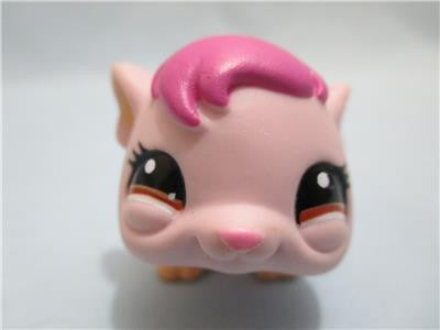 LIKE NEW Littlest Pet Shop LPS 1406 Pink Guinea Pig Brown Eyes Authentic Nov30npoHG