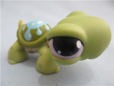 Littlest Pet Shop Turtle 149 Green Purple Eyes Green Shell Splash on Shell Authentic Nov25n