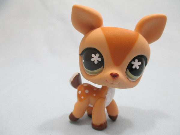 LIKE NEW Littlest Pet Shop Brown Fawn Deer 634 green Flower Eyes Bambi Authentic Lps Dec06npo29