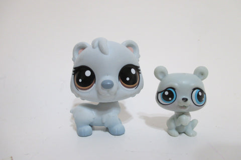 Littlest Pet Shop Lot Polar Bear Mommy Baby Bluec Set Lps Authentic FEB15J