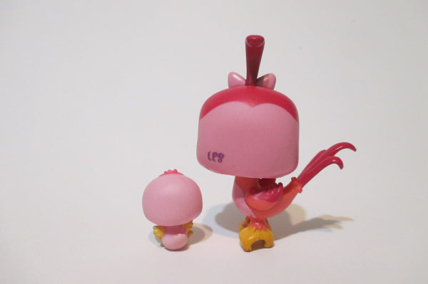 LIKE NEW Littlest Pet Shop Lot Bird Quail Mommy Baby Pink Bow 3603 3604 Lps Authentic  Nov29ni