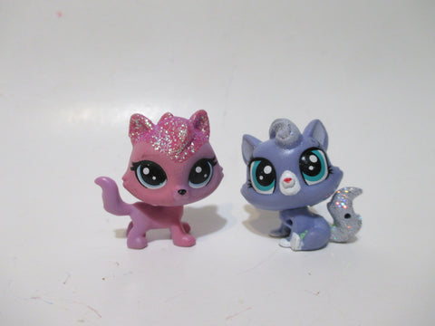 Littlest Pet Shop Lot 2 Mini Baby Glitter Sparkle Cat Viola Twinkledust & Ziza Glitterton Pets Authentic Lps SEE VIDEO Nov2npo93