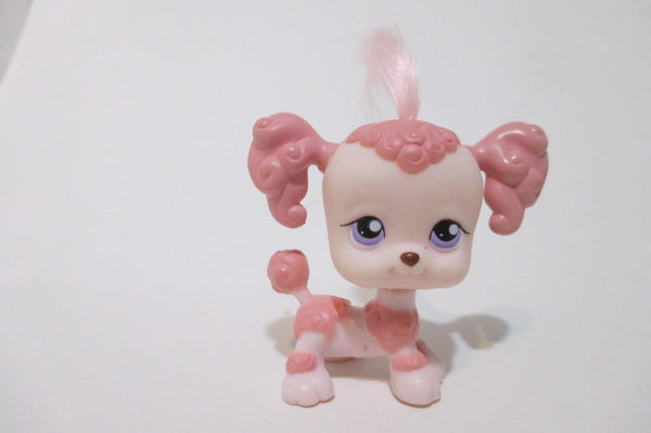 LIKE NEW Littlest Pet Shop Pink Dog Poodle 225 Purple Eyes Authentic Lps AUG16K