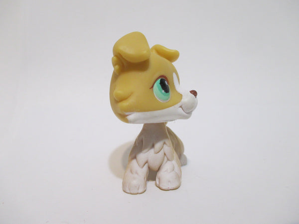 Littlest Pet Shop Rare HTF Golden Yellow & White Collie 272  Puppy Dog 100% Authentic DEC01J