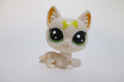 LIKE NEW Littlest Pet Shop No Number Pizzazz White Lucky Cat Yellow Bone Fortune Cookie Authentic LPS AIK SEE VIDEO Nov18n