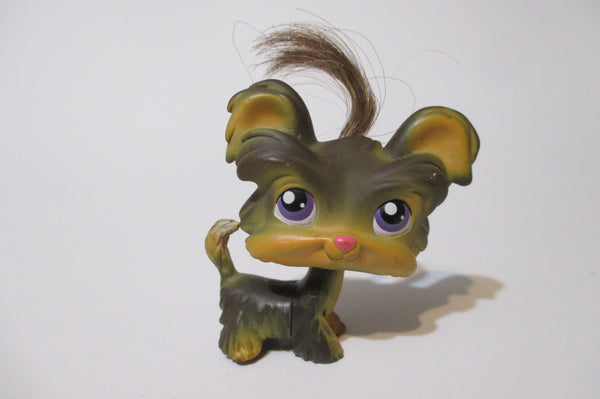 LIKE NEW Littlest Pet Shop Brown Yorkie 398 Authentic LPS Dec05ni