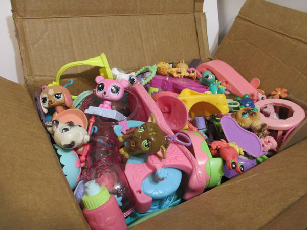 GIVEAWAY Littlest Pet Shop Lot 5 LBS Box Full of Toys LPS Figures, Houses, Accessories, and Parts SOLD AS IS JAN04J