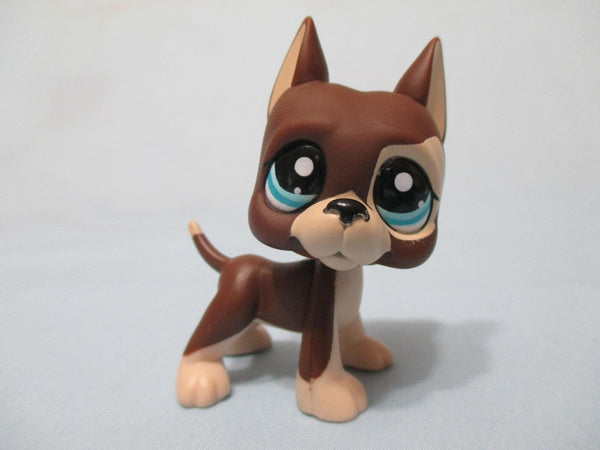 Littlest Pet Shop Great Dane Dog 817 Brown & Cream Blue Dot Eyes LPS Authentic DEC27J