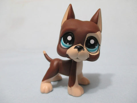 Littlest Pet Shop Great Dane Dog 817 Brown & Cream Blue Dot Eyes LPS Authentic DEC27J
