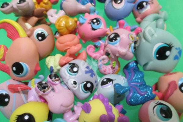 Littlest Pet Shop Lot 3 Random Sea Ocean Animals Seal Fish Octopus Seahorse Crab Authentic SEE VIDEO