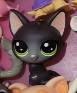 LIKE NEW Littlest Pet Shop Baby 3-78 Jade Catkin Black Kitten Cat Authentic LPS Dec03n