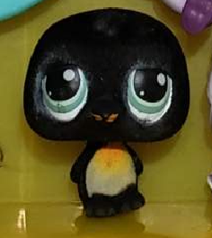 LITTLEST PET SHOP PENGUIN BIRD BLACK with BLUE EYES FUZZY FURRY 333 LPS Nov27ni