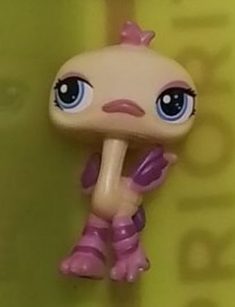 Littlest Pet Shop 1416 Yellow Purple Pink Ostrich Bird Blue Eyes Authentic Lps Blemished As Shown Dec1n