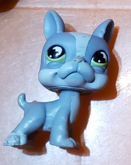 Littlest Pet Shop Puppy Dog 857 Grey Boston Terrier with Bat Eyes Authentic LPS Minor Wear Dec10n