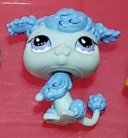 Littlest Pet Shop Blue Poodle Purple Eyes 591 Dog Puppy Authentic Has Initial Dec22ni
