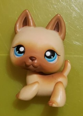 Littlest Pet Shop LPS 212 Tan & Brown German Shepherd Dog Blue Eyes Authentic Dec30ni