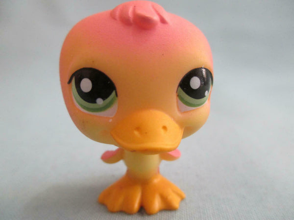 Littlest Pet Shop Pink Yellow Duck Green Eyes 1002 Duckling w/ Glasses Accessory Authentic Lps Jan17ni