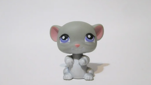 LIKE NEW Littlest Pet Shop Gray Purple Eyes Standing Mouse 105 Authentic Lps Nov6ni