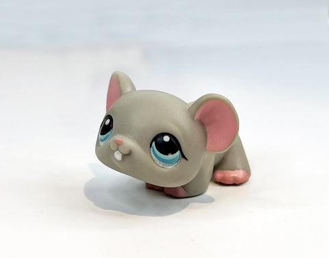 LIKE NEW LITTLEST PET SHOP 80 Baby Gray Mouse Pink Ears Blue Eyes Authentic AUG16K