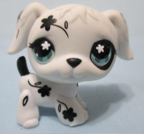 Littlest Pet Shop 469 Rare Black and White Flower Dalmatian Puppy Dog Authentic Dec17ni