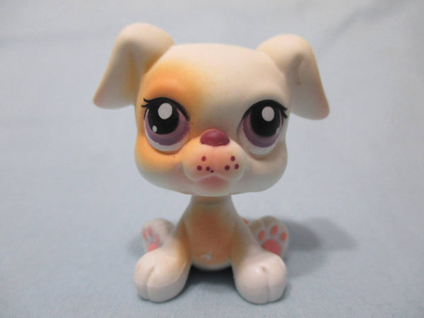 LIKE NEW Littlest Pet Shop White Boxer Purple Eyes 437 Dog Puppy Authentic Lps FEB10J