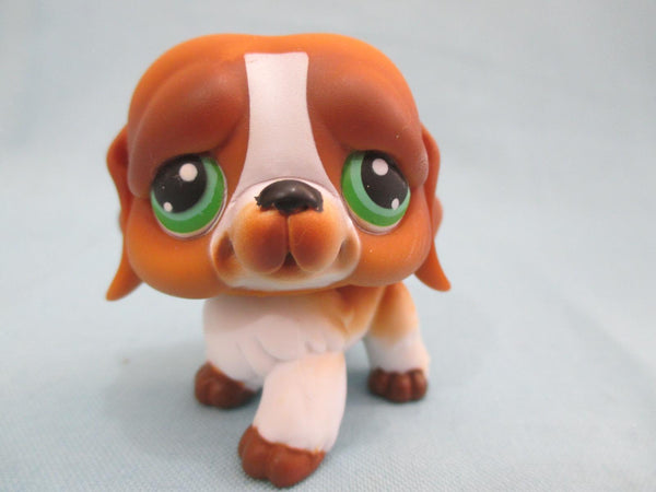LIKE NEW Littlest Pet Shop LPS 335 Brown White Saint Bernard Dog Authentic Feb2ni