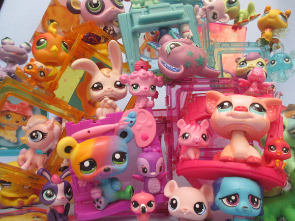 Littlest Pet Shop Lot 7 Pcs Surprise Random Figures w Babies Authentic Lps