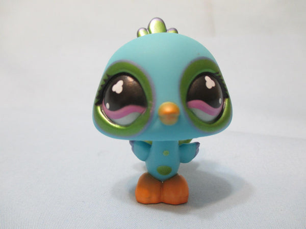 LIKE NEW Littlest Pet Shop 869 Peacock Bird Gold Blue with Purple Eyes Authentic Dec8n