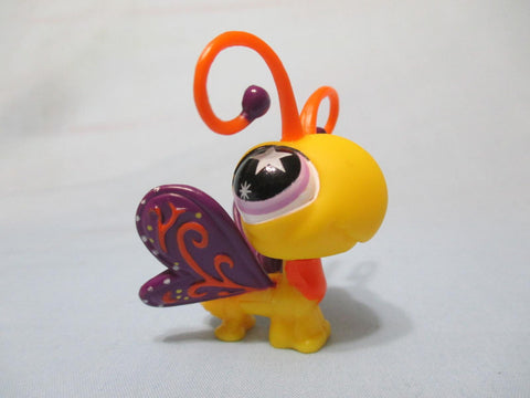 LIKE NEW Littlest Pet Shop 801 Sassiest Yellow Purple Butterfly Star Eyes Authentic Dec12ni