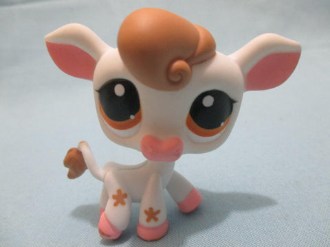 Littlest Pet Shop White Pink Flower Cow with Dot Eyes 1210 Authentic Lps FEB14J