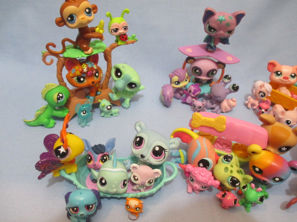 Littlest Pet Shop Lot 7 Pcs Surprise Random Figures w Babies Authentic Lps