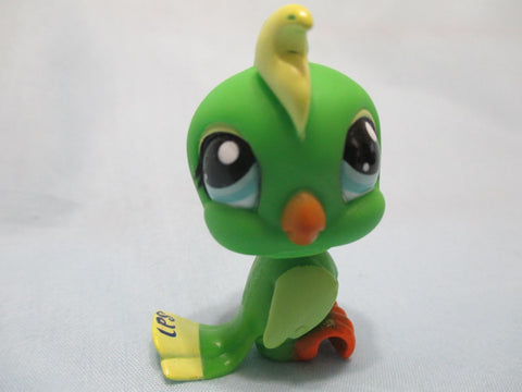 LIKE NEW Littlest Pet Shop Rare Green Cockatoo Parrot Bird Blue Eyes 1369 Authentic Lps Feb19ni