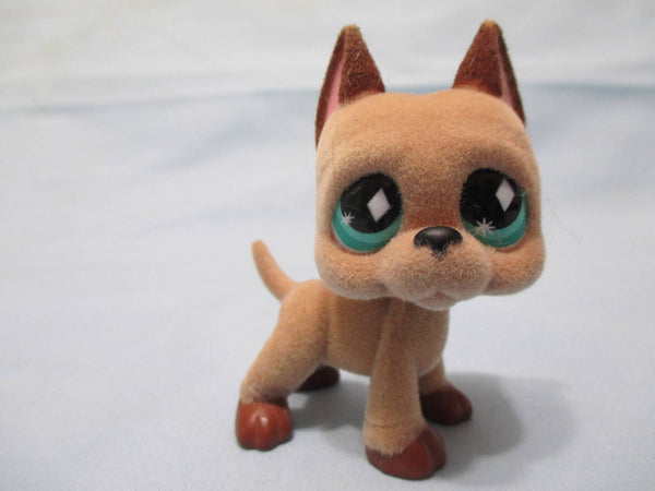 Littlest Pet Shop Rare Dog Tan Flocked Fuzzy Great Dane 636 Authentic FEB7J