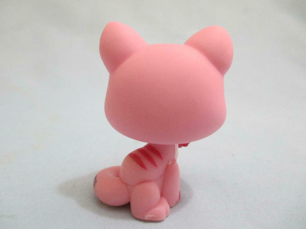 LIKE NEW Littlest Pet Shop Shorthair 1846 Pink Cat Licking Raised Paw Green Eyes Authentic LPS VIDEO DEC08J