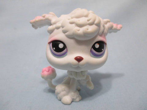 Littlest Pet Shop 101 White Pink French Poodle Dog Pink Eyes Authentic MAR10J