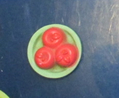 Littlest Pet Shop Purple Pink Apples Apple Fruit in a Blue Plate Bowl Food Accessory Authentic Nov18n