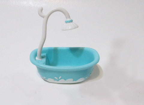 Littlest Pet Shop Blue Bathtub with Shower Furniture Accessory LPS Authentic SEE VIDEO So Much In Love Episode 8 Jan15ni