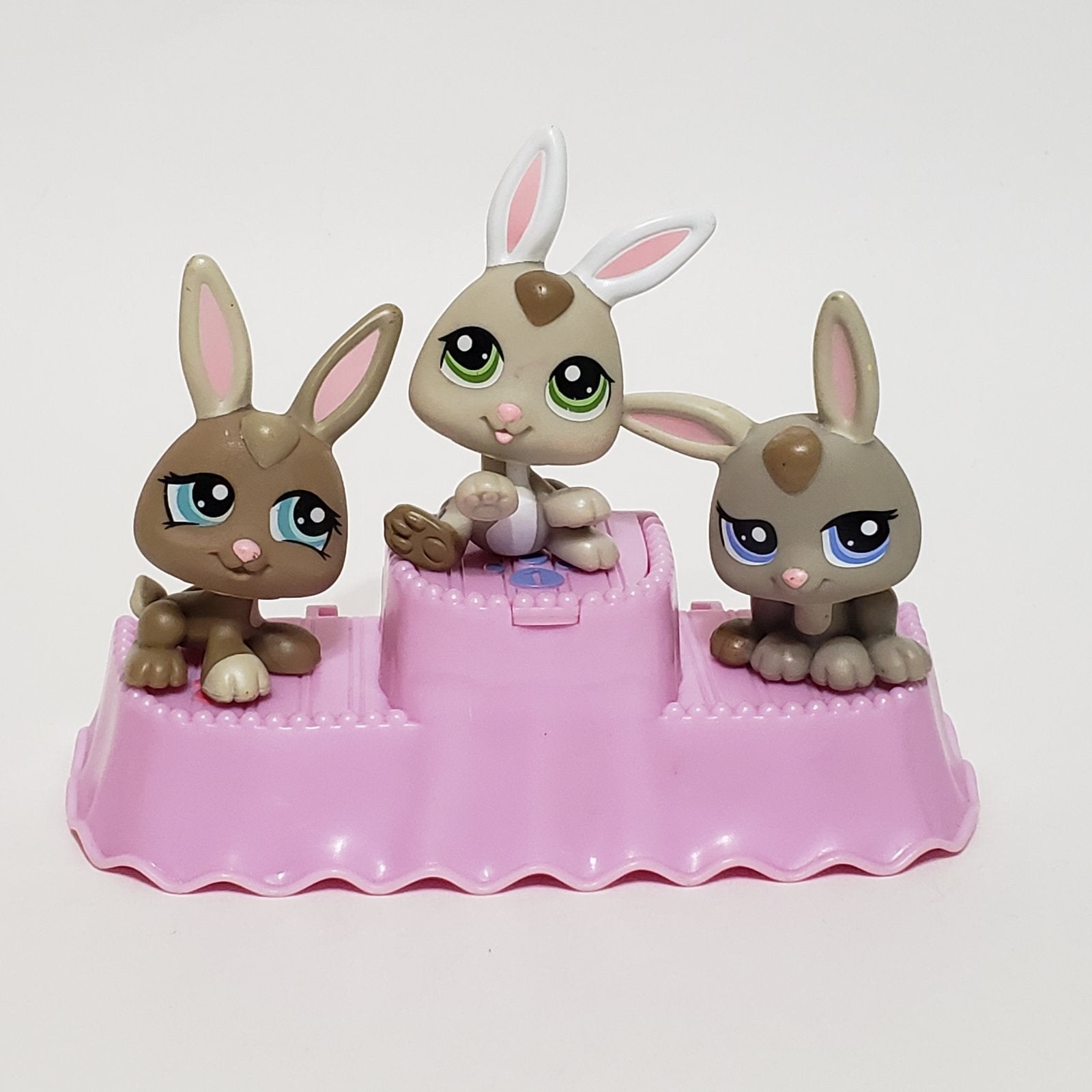 Littlest Pet Shop LPS Lot Petriplets Baby Bunny Rabbit Triplets w Pink ...