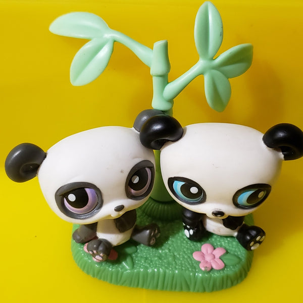 Littlest Pet Shop Pet Pairs Panda Bear 89 90 with Bamboo Tree Accessory Authentic Lps Dec16ni