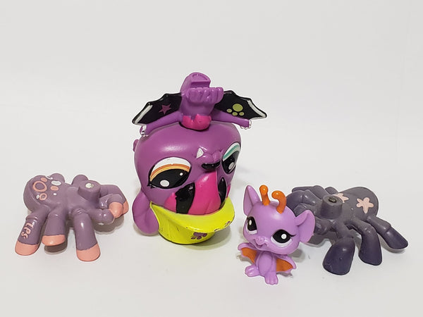 Littlest Pet Shop Walkables Purple Bat 2719 No Batteries w/ Baby Fairy 2713 & 2 Spider Bodies Replacement Parts (Sold as is parts) LPS Authentic JAN13NTW
