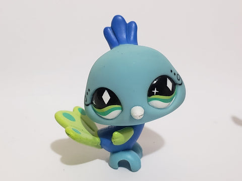 Littlest Pet Shop Peacock Bird Blue and Mint Green with Diamond Eyes 463 Authentic Lps Minor Wear Jan19ni