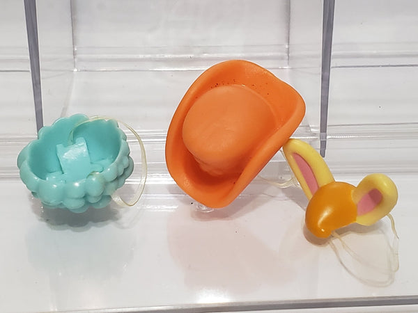 Littlest Pet Shop Lot of 3 Hat Accessories w/ Original Rubber Band Authentic LPS Jan22ni